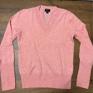 NWOT J. Crew Cashmere V-Neck Sweater, Grapefruit Pink, size S